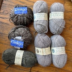 7 Skeins Wool/Silk/Alpaca Yarn - Italian Berroco and Scottish Balmoral